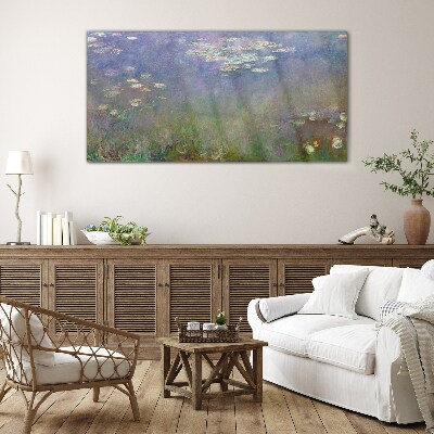 Lilac reflections in the water Wall art on glass