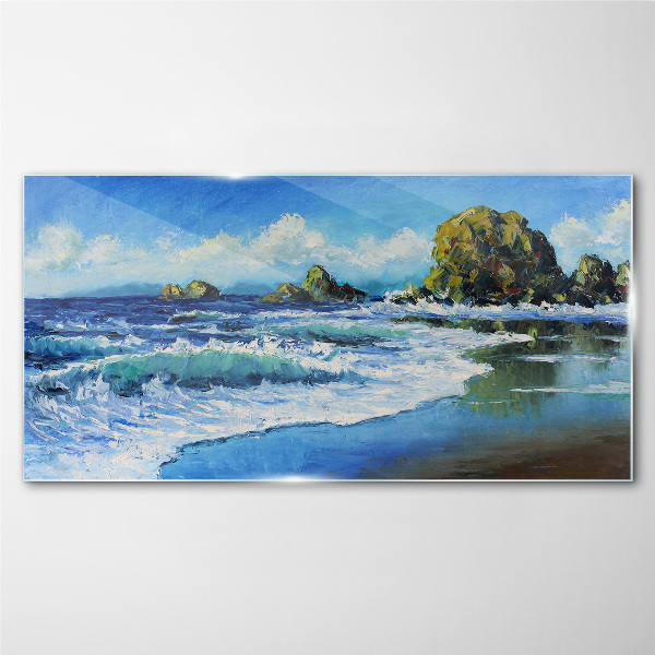 Calm Sea on a Sunny Day Wall art on glass