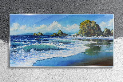 Calm Sea on a Sunny Day Wall art on glass