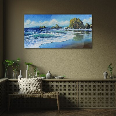 Calm Sea on a Sunny Day Wall art on glass