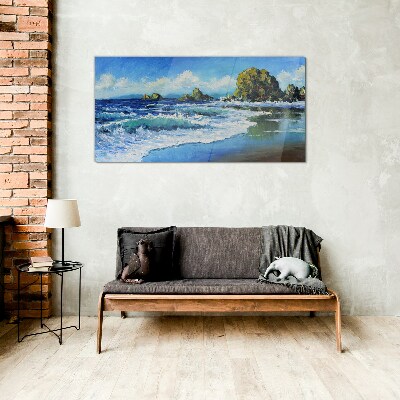 Calm Sea on a Sunny Day Wall art on glass