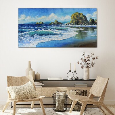Calm Sea on a Sunny Day Wall art on glass