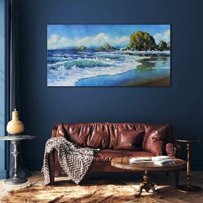 Calm Sea on a Sunny Day Wall art on glass