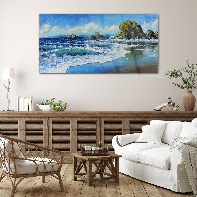 Calm Sea on a Sunny Day Wall art on glass