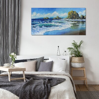 Calm Sea on a Sunny Day Wall art on glass