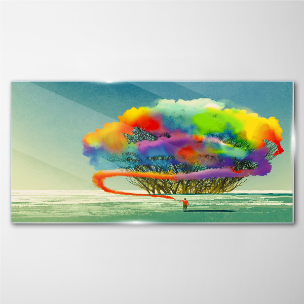 A colorful dream about a tree Glass art print