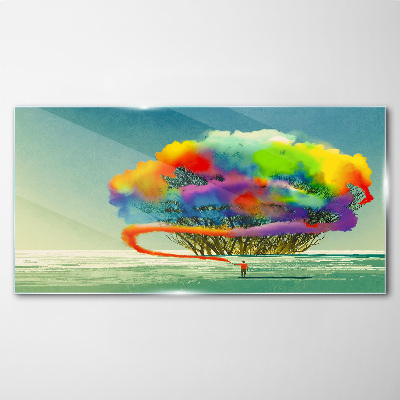 A colorful dream about a tree Glass art print