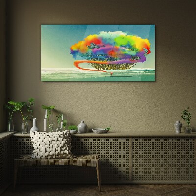 A colorful dream about a tree Glass art print