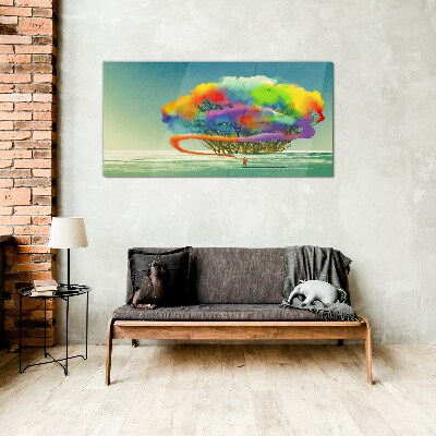 A colorful dream about a tree Glass art print