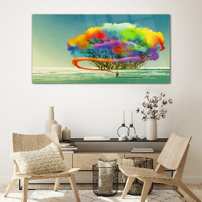 A colorful dream about a tree Glass art print