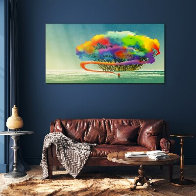 A colorful dream about a tree Glass art print
