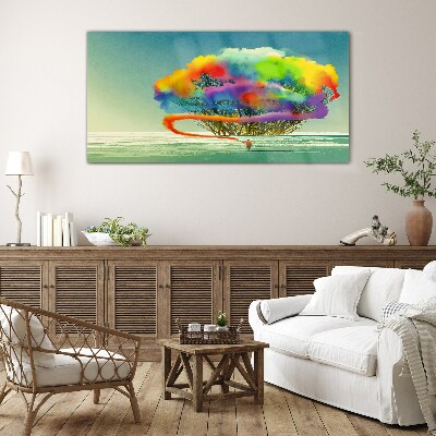 A colorful dream about a tree Glass art print