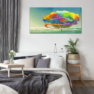 A colorful dream about a tree Glass art print