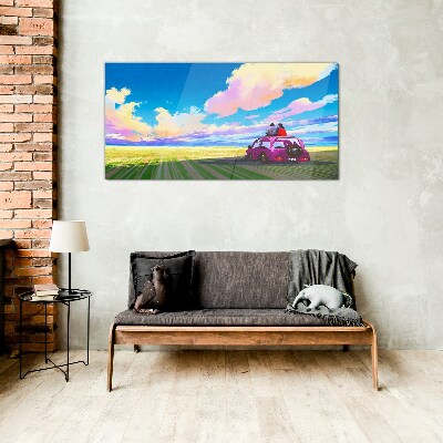 A journey through colorful scenery Glass art print