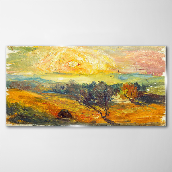 Golden fields under the sun Glass art print