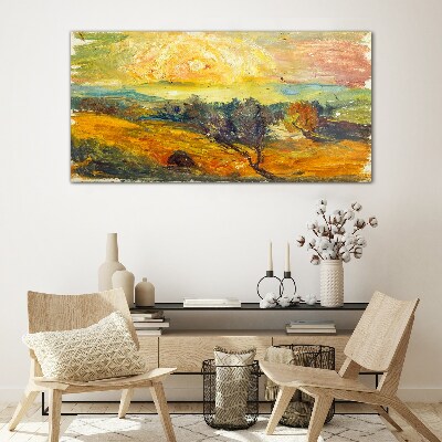 Golden fields under the sun Glass art print