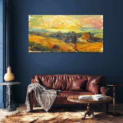 Golden fields under the sun Glass art print