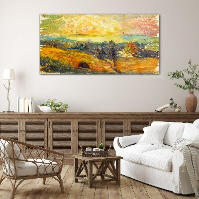 Golden fields under the sun Glass art print