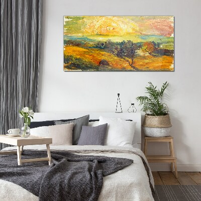 Golden fields under the sun Glass art print