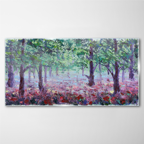 Flower forest in the morning Glass art print