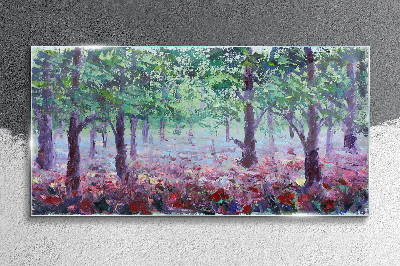 Flower forest in the morning Glass art print
