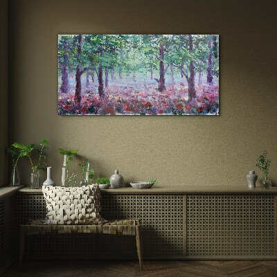 Flower forest in the morning Glass art print