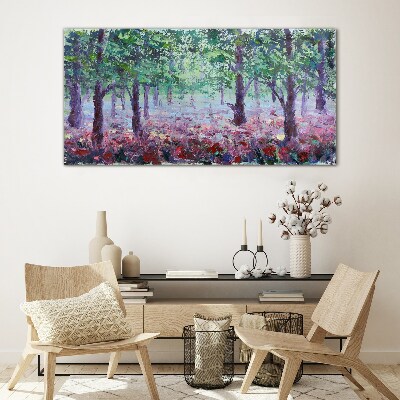 Flower forest in the morning Glass art print