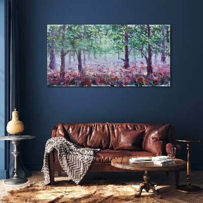 Flower forest in the morning Glass art print