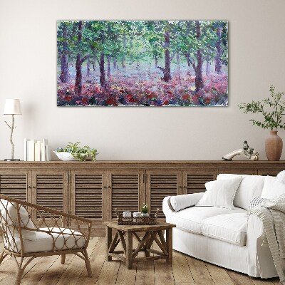 Flower forest in the morning Glass art print