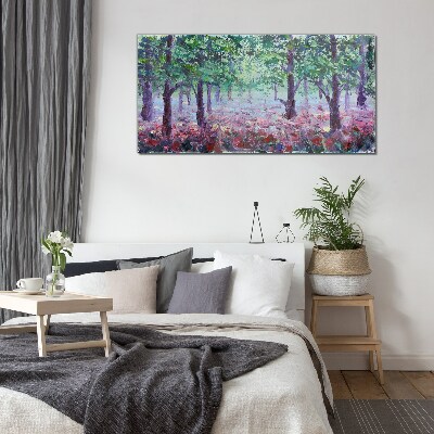 Flower forest in the morning Glass art print
