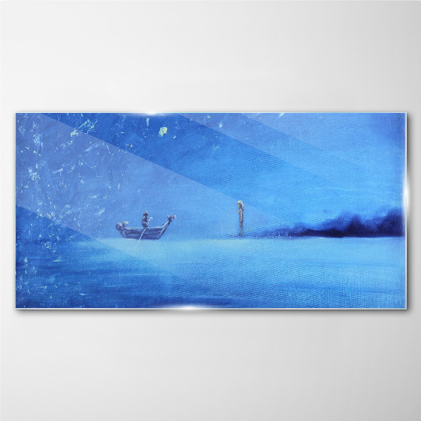 A peaceful haven in blue tones Wall art on glass