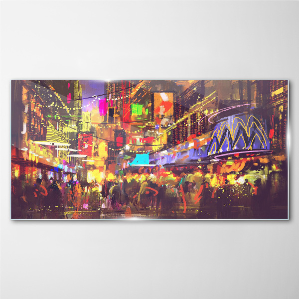 Nightlife in the city Wall art on glass