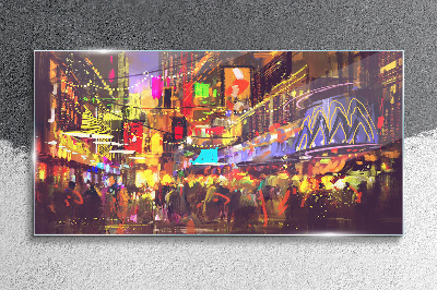 Nightlife in the city Wall art on glass