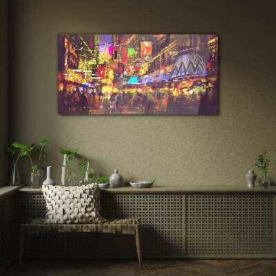Nightlife in the city Wall art on glass