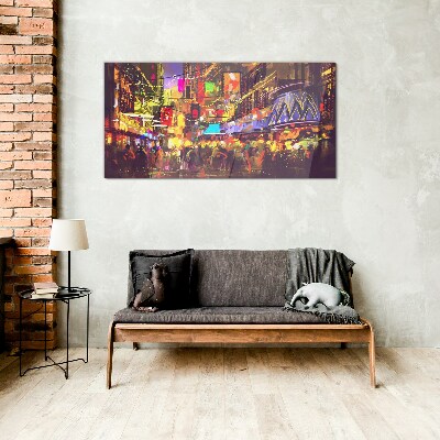 Nightlife in the city Wall art on glass
