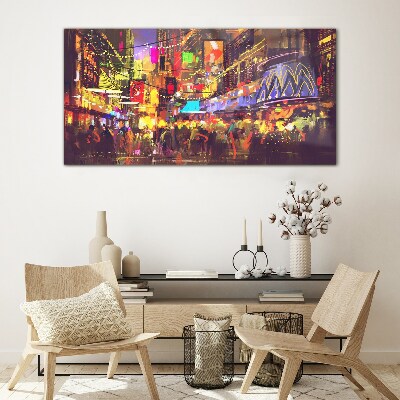 Nightlife in the city Wall art on glass