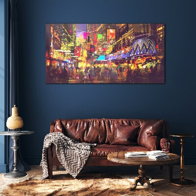 Nightlife in the city Wall art on glass