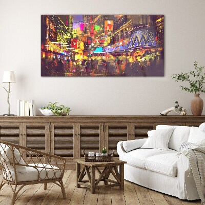 Nightlife in the city Wall art on glass