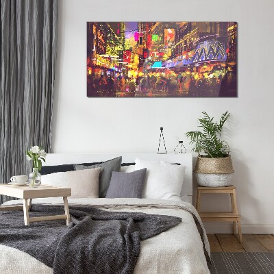 Nightlife in the city Wall art on glass