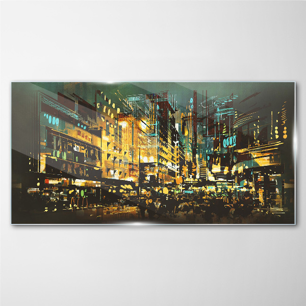Night metropolis Glass art print