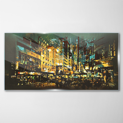 Night metropolis Glass art print