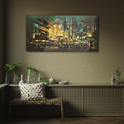 Night metropolis Glass art print