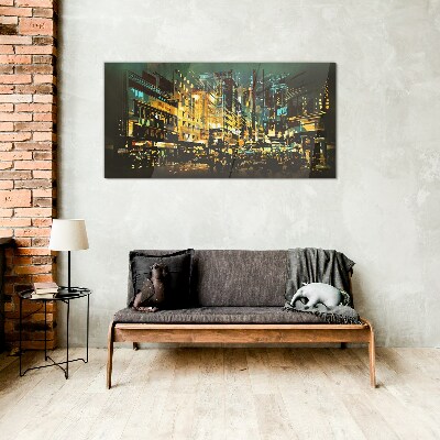 Night metropolis Glass art print