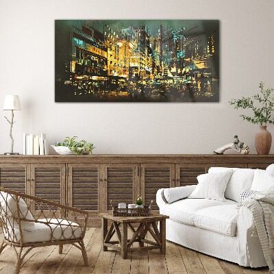 Night metropolis Glass art print
