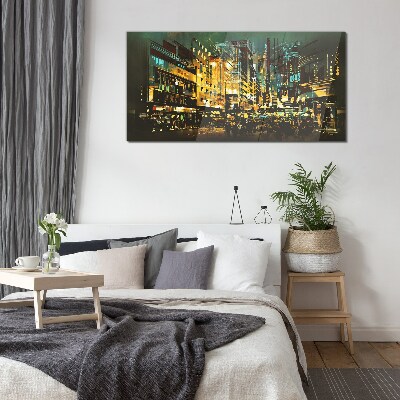 Night metropolis Glass art print