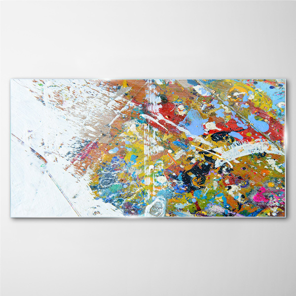 Colorful abstract chaos Wall art on glass