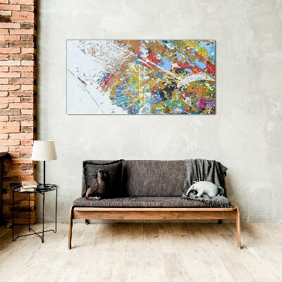 Colorful abstract chaos Wall art on glass