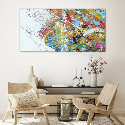 Colorful abstract chaos Wall art on glass