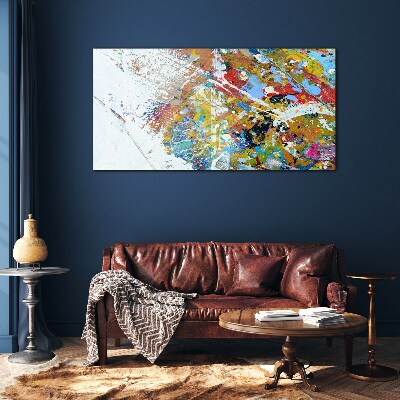 Colorful abstract chaos Wall art on glass