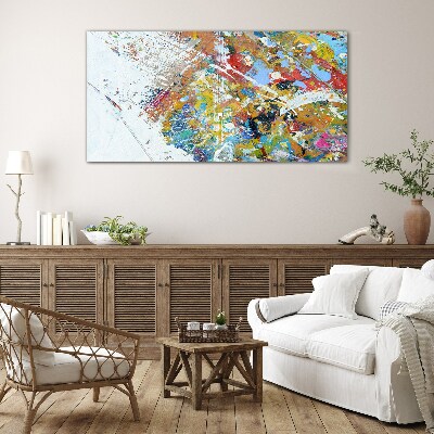 Colorful abstract chaos Wall art on glass
